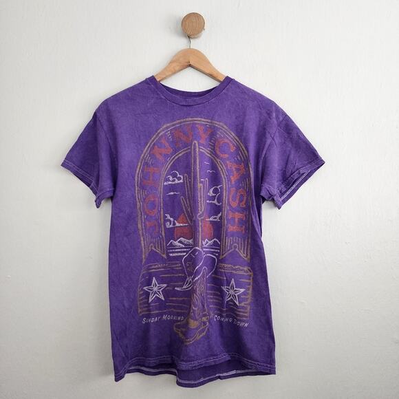 Urban Outfitters Tops - Urban Outfitters Johnny Cash T-Shirt Purple Acid Wash Graphic Tee Medium